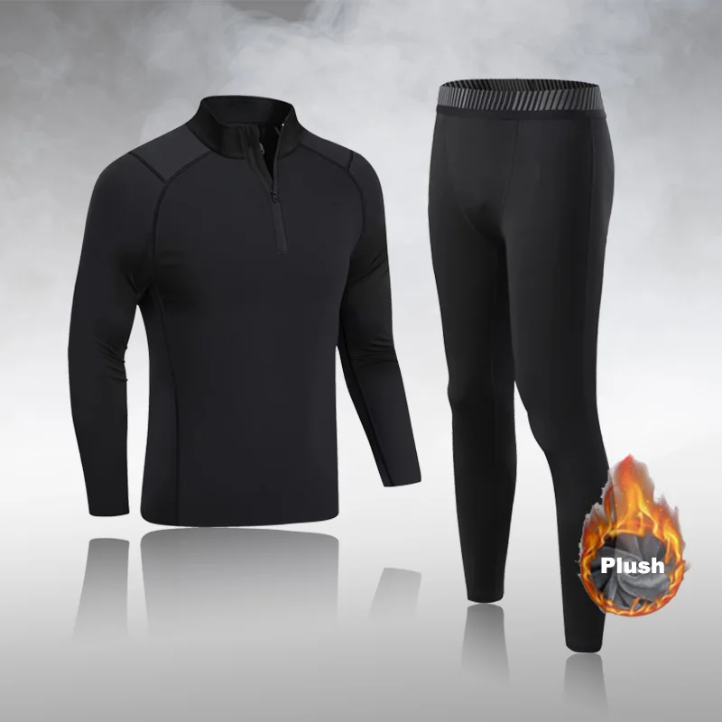 

Men's Children's Winter Compression Fast Drying Plush Tight Sports Suit Kids Gym Workout Running Warm Underwear Clothing