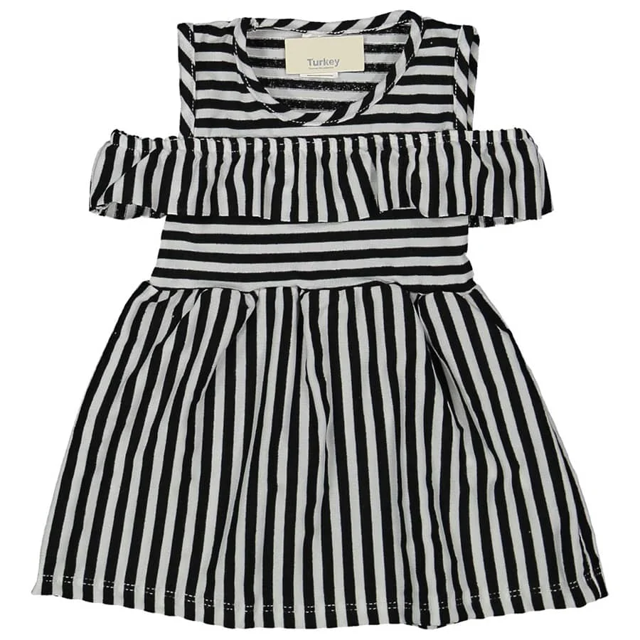 

Черно-белое Полосатое платье из чесаного хлопка для девочек