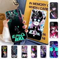 yndfcnb mob psycho 100 phone case for iphone 13 14 pro max xs xr 12 11 pro 13 mini 6 7 8 plus clear back cover capa