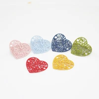 10pcslot hollow out heart shape charms 17x16mm spray lacquer alloy spray painting connectors multicolor filigree charms