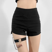 dark gothic grunge black punk shorts women mall goth high waist chain patchwork bottoms slim fashion streetwear summer 2021