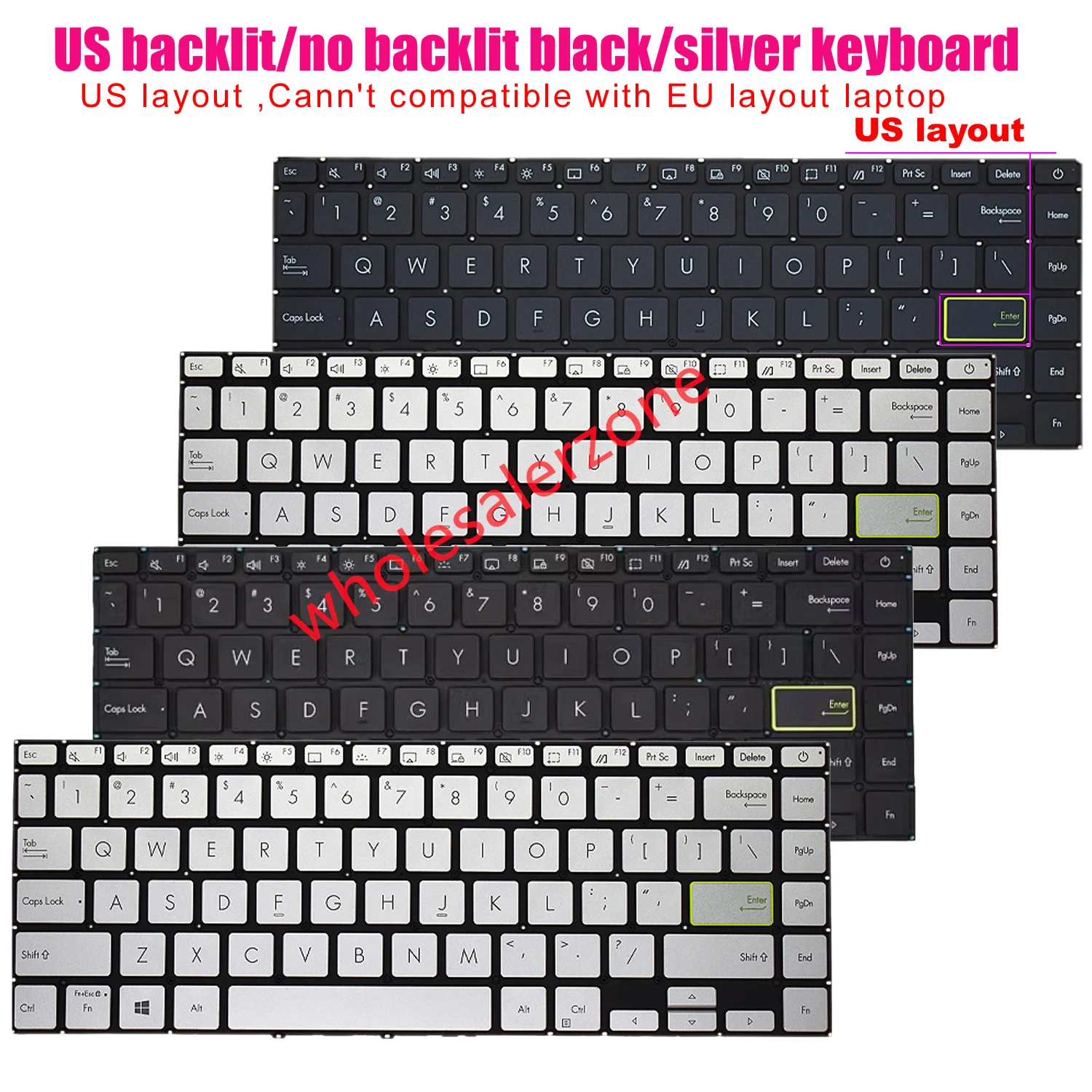 Фото Новая американская клавиатура для ноутбука Asus Vivobook X421 X421E X421IA X421EQY X421F X421FAY X421J X421JQ X421JPY,M433 M433I,E410 E410M №1