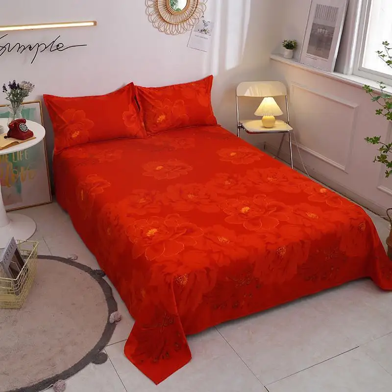 Bed Sheet Single Piece Wedding Bright Red .8 M Double Quilt .5M Thick .2 Bedding