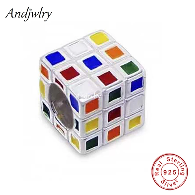 

Fit Bracelet Charms Silver 925 Original Game Player Square Cube Puzzle Bead Bracelet&Bangle Jewelry Berloque