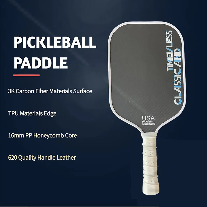 Pickleball Paddle Термоформование из углеродного волокна 3K Цельный горячепрессованный