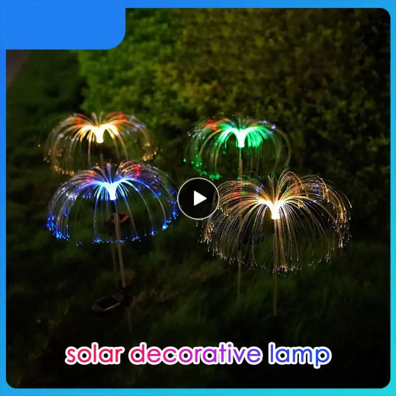 

Waterproof Fairy Solar Lights Outdoor Lawn Lights 7 Colors/warm Lights Fiber Optic Jellyfish Plastic Garden Lights Led