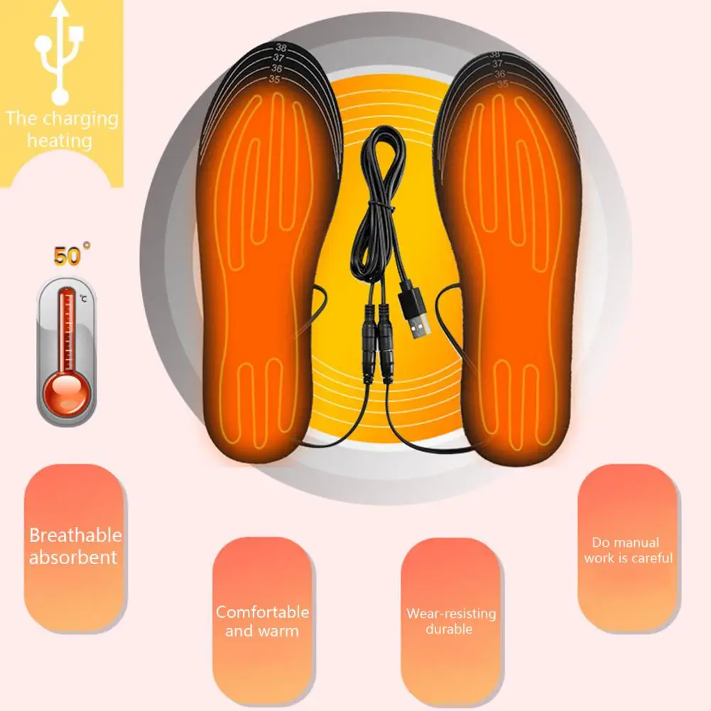 

Heating Insoles 1 Set Durable Keep Warm Foot Warmers Soft Washable Keep Warm Heated Insoles for Daily Life