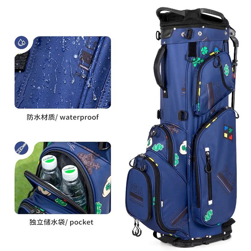 PGM Women Men Golf Rack Bag Print Waterproof Lady Club Bags Portable Bracket Stand Golfer Package Ultra-Light Big Capacity Pack