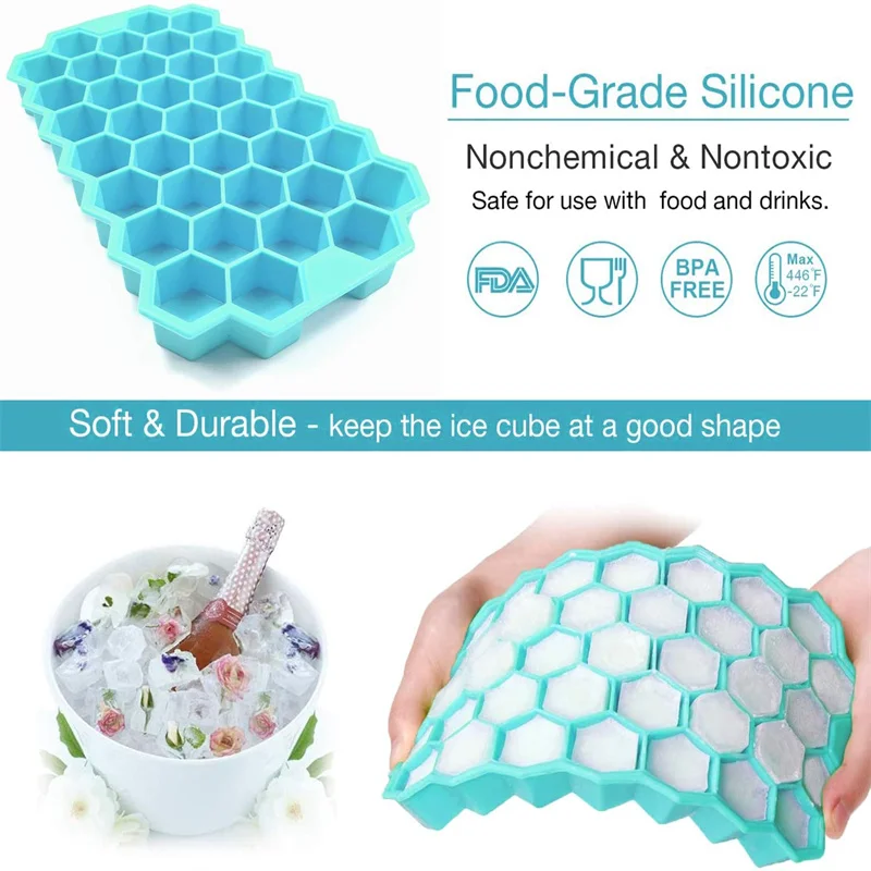 

37 Lattice Ice Cube Maker Silicones Ice Mould Honeycomb Ice Cube Tray Silicone Mold Forms Food Grade Mold for Whiskey Cocktail