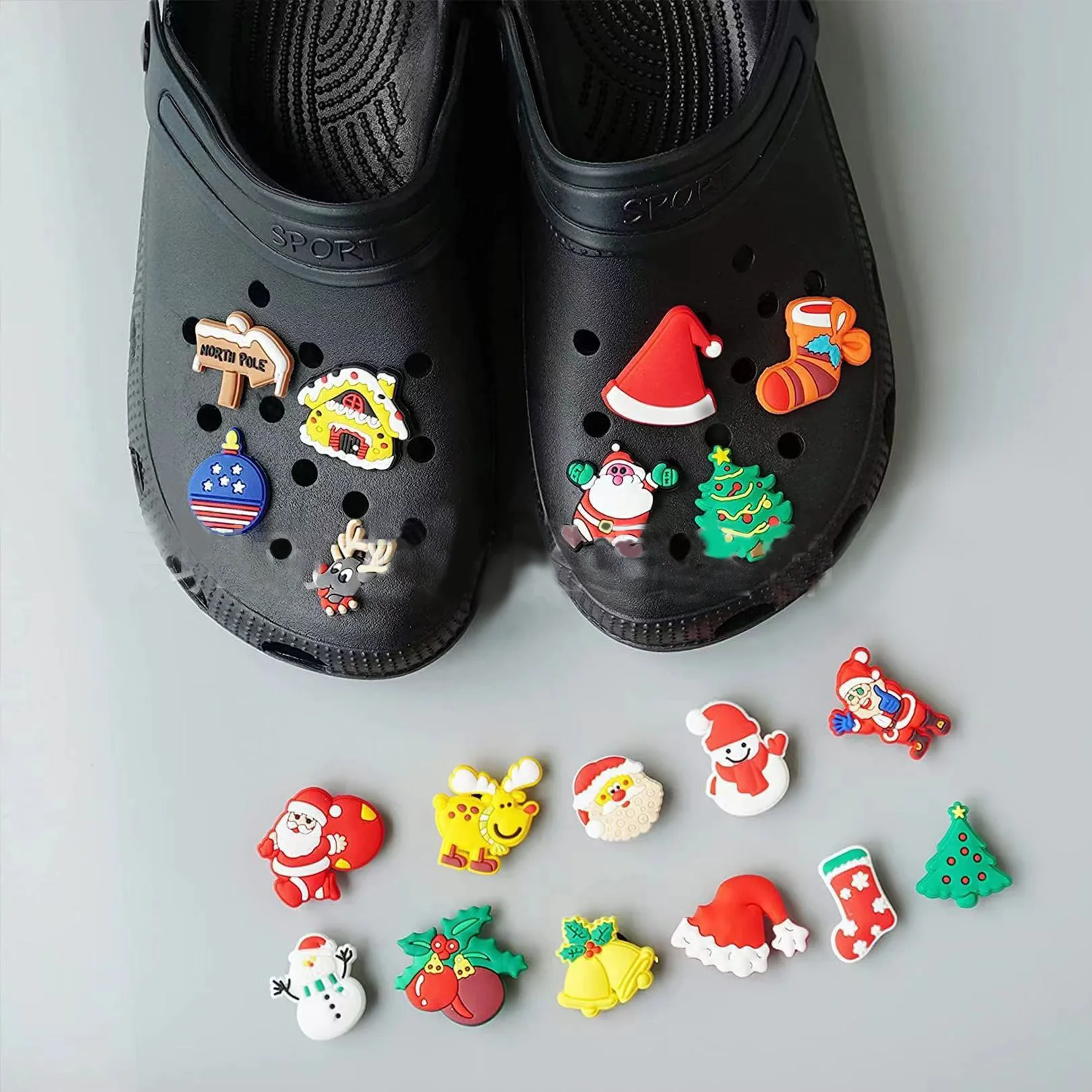 36Pcs/set Christmas Series Shoe Charms Buckle Shoe PVC Accessories For Croc Jibz Kids Party Gift