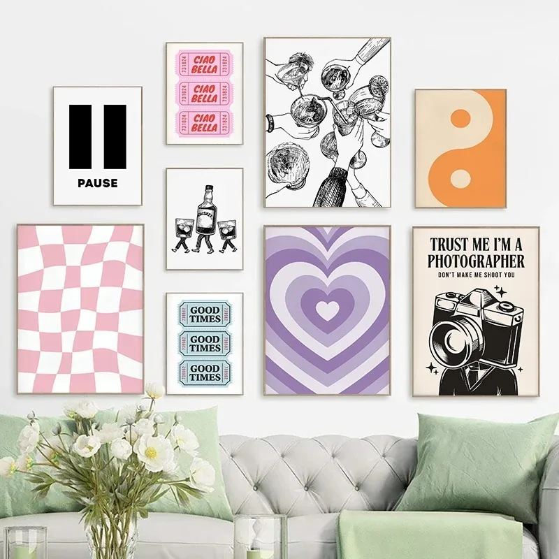 Абстрактное Искусство В Консервативном Стиле Розовое Мода Вино Холст Настенное