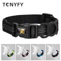 dog collar with airtag locator protective sleeve case adjustable pet collar reflective anti lost for cat dog locator accessories