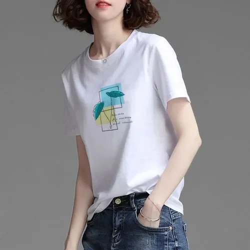 

gray 2022 Fashion Cotton Women Tee Top T Shirt Tee Shirt Ladies Fashion Clothes