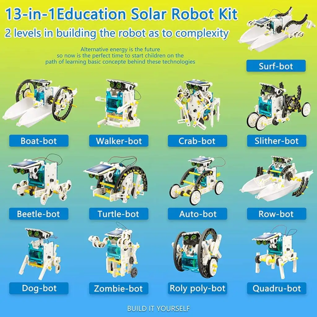 Robot Kit 13 in 1 Educational DIY Assembly Creation Toy Science Solar Powered STEM Building Sets for Children electronic diy kit |