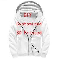 dropshipping vip link tops diy 3d printed sherpa fleece winter unisex winter warm double plus velvet zip hoodies