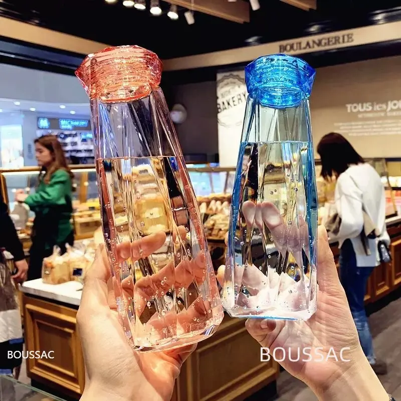 

High Temperature Resistant Water Bottle Crystal Cup Colorful Glass Water Cup Creative Couple Cup New Online Red Gift Coke Bottle