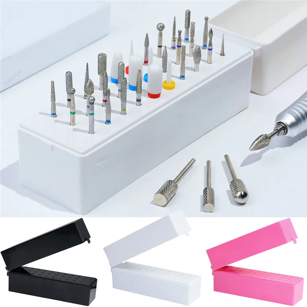 

Nail Drill Bits Holder 30 Holes Manicure Acrylic Storage Container Showing Shelf Nail Grinding Tool Organizer Nail Accessories