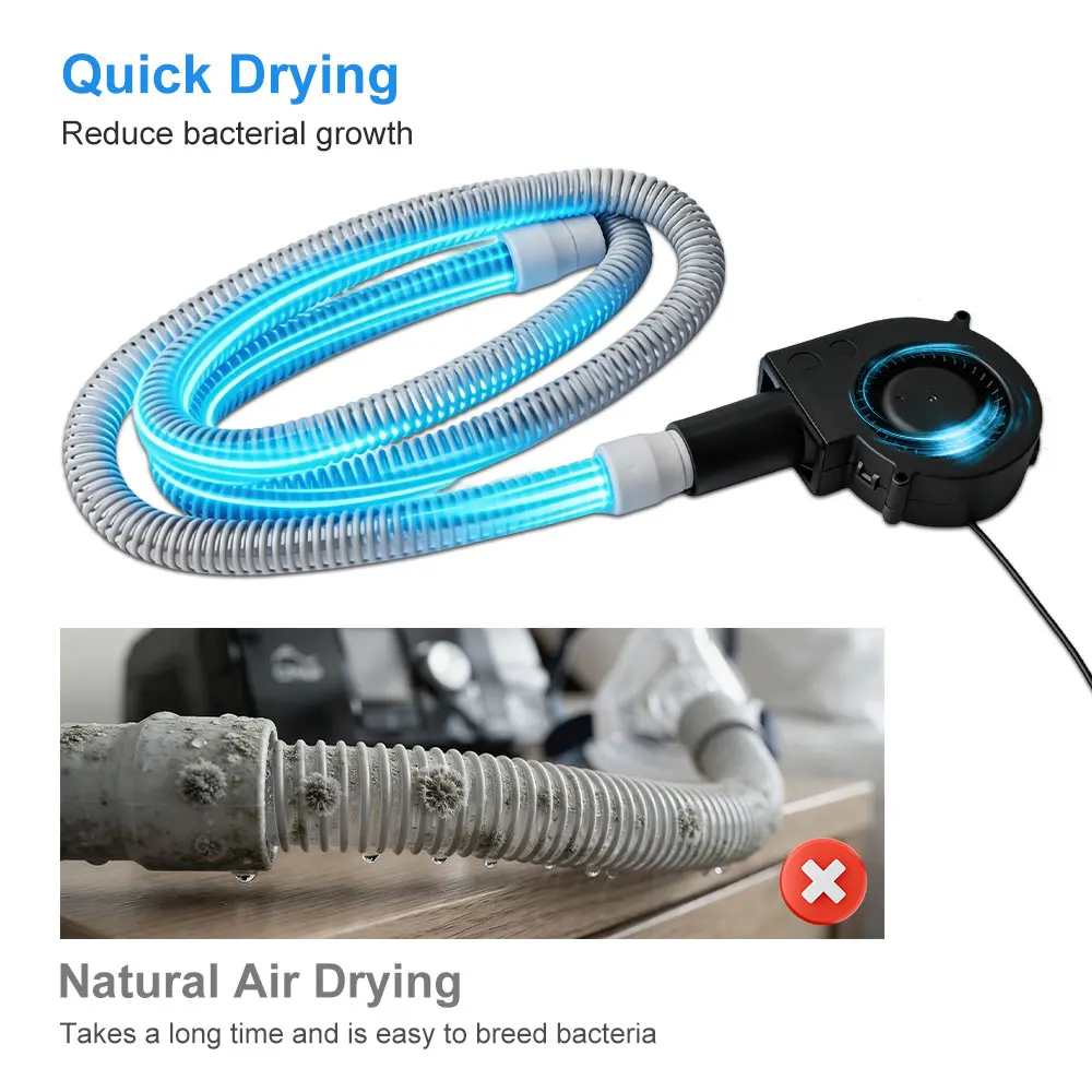 Фото Портативный комплект для сушки и очистки CPAP-шлангов 2,5 см: USB-турбовентилятор для стандартных CPAP-трубок 2,2 см/22 мм для очистки BIPAP-устройств №4