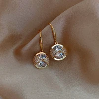 punk gold color round crystal earrings for women sweet cool girl unique design big rhinestone geometric drop earrings jewelry