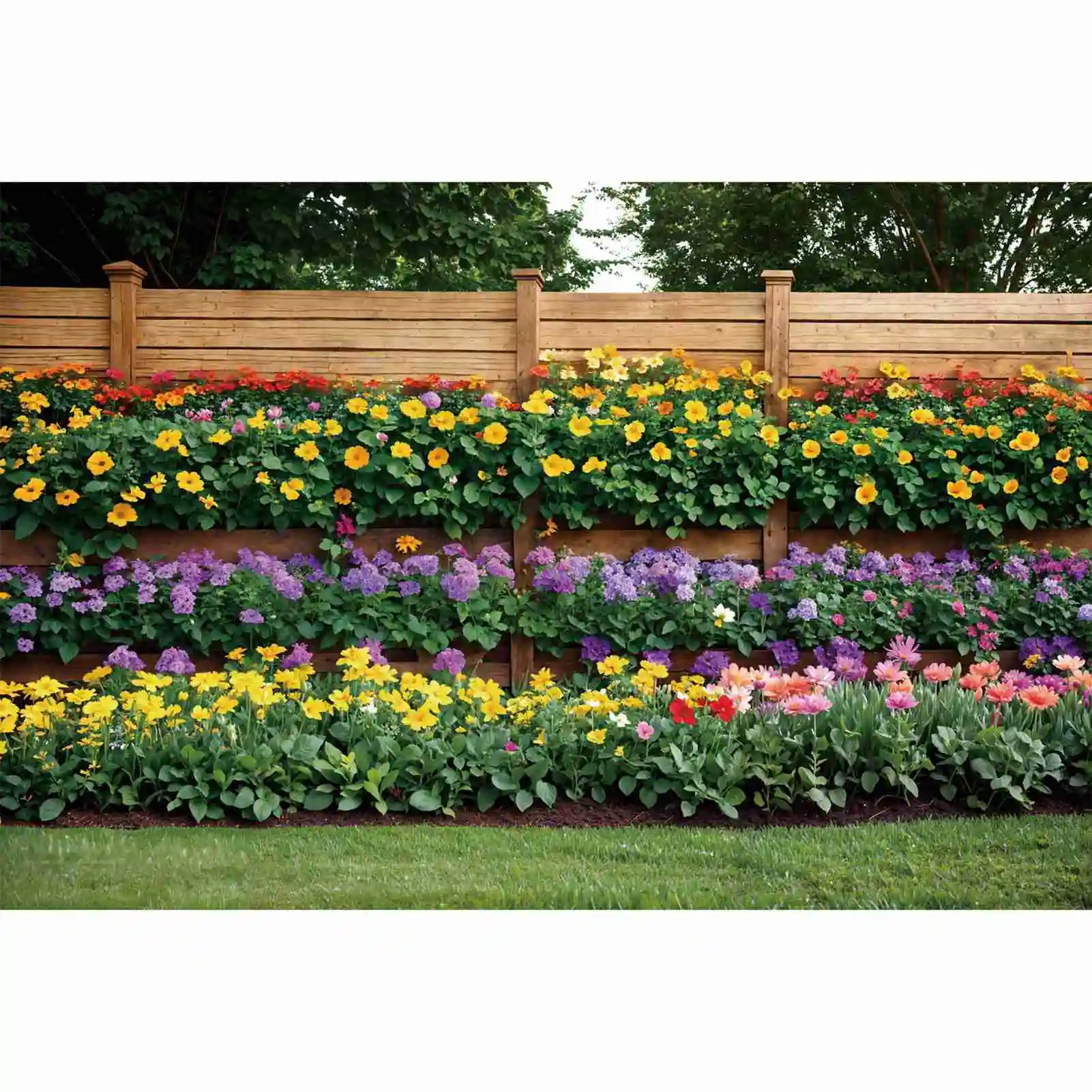 

Flowers Wooden Wall Scenery Backdrops Photography Decor Spring Garden Personalized Children Photobooth Photo Background Props