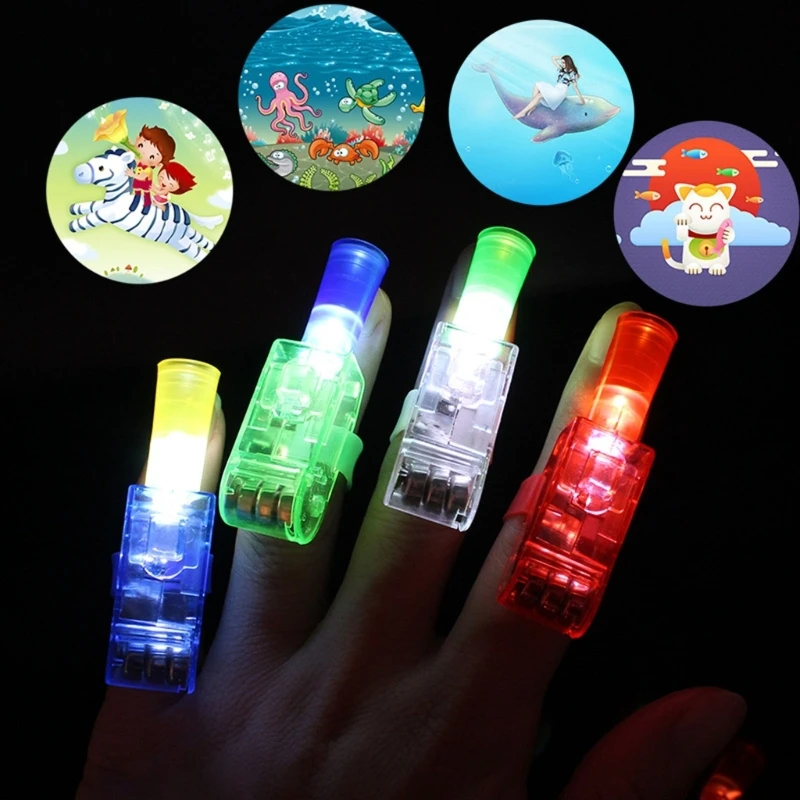 

Glowing Ring Finger Projector Led Finger Light Bulk for Toddler Universal Flashing Ring Party Props Costume Accs 10Pcs