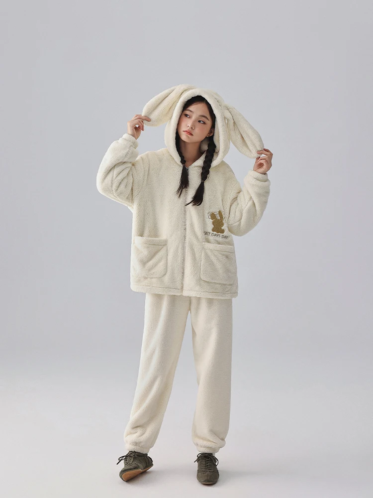 Kiss Cat [мягкий бархат] осенне-зимняя милая пижама с кроликом женский комплект