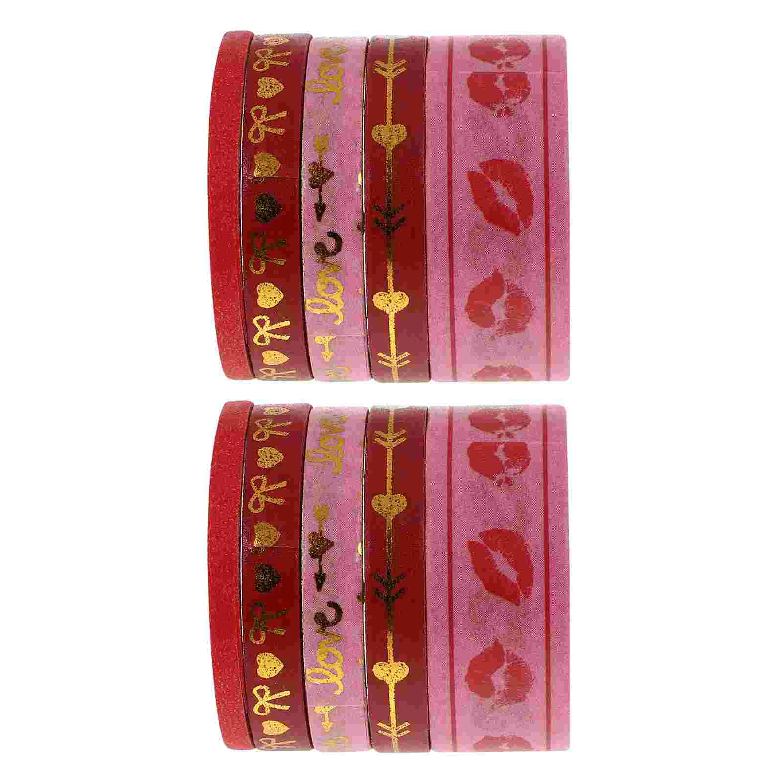 

10 Rolls of Romantic Paper Tapes Decorative Paper Tapes for Valentine's Day