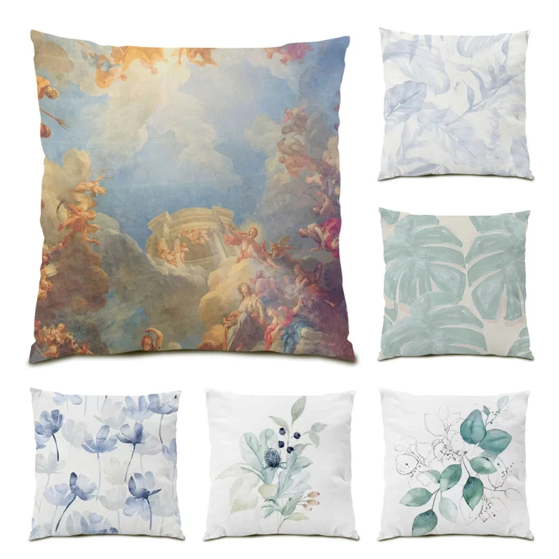 

Velvet Decoration Home Decor Pillowcase Leaf Flower Artistic Beautiful Plant Sofa Decorative Polyester Linen Cushion Cover E1174