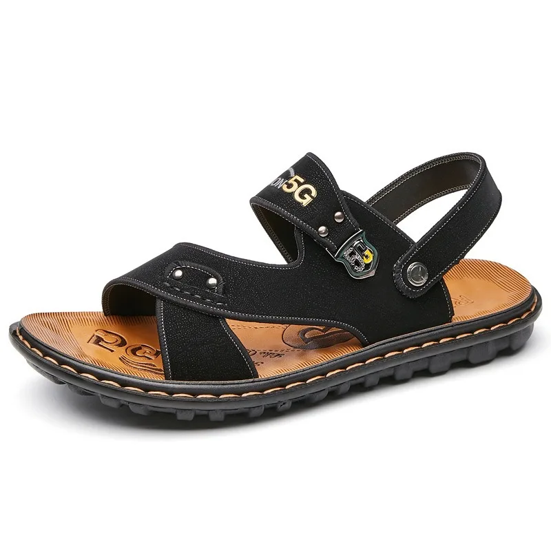 Сандалии мужские кожаные мягкая подошва дизайнерские уличная пляжная обувь на