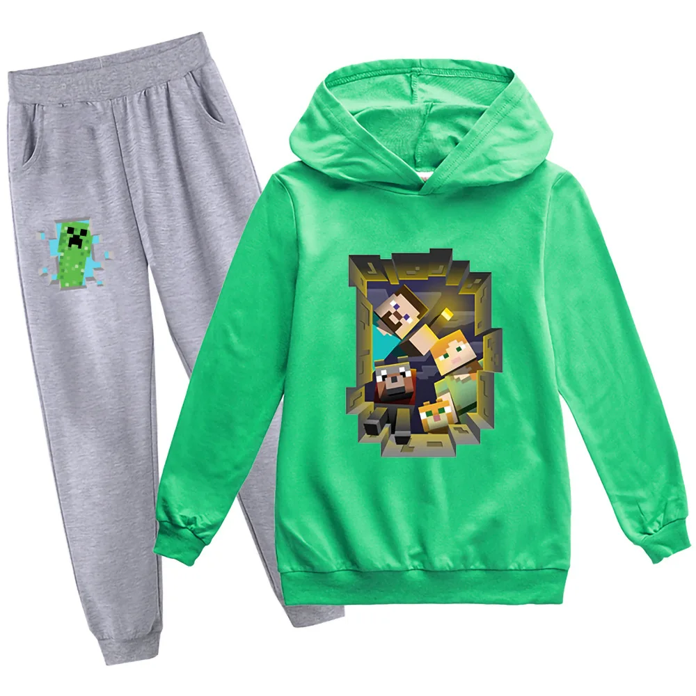 Весенний комплект детской одежды MINECRAFT Детская Повседневная Толстовка с принтом