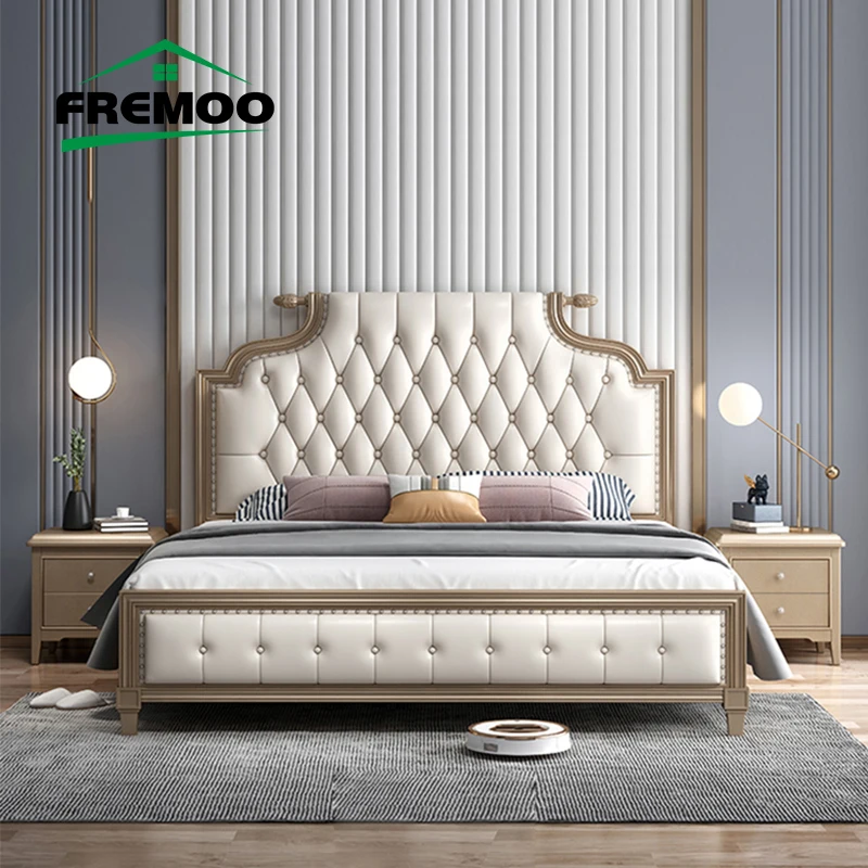 

Light Luxury Princess Bed Nordic Simple Style Wooden Comfortable Queen Bed Frame High Quality Bedroom Set Furniture Camas