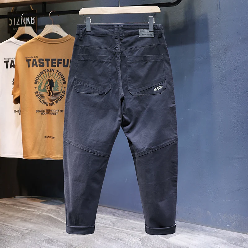 Мужские мешковатые брюки шаровары темно-синего цвета свободные Стрейчевые