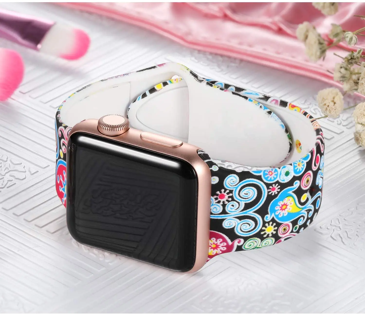 

Ремешок силиконовый для Apple watch band 40 мм 44 мм 45 мм 41 мм 38 мм 42 мм 49 мм, браслет с принтом для наручных часов iWatch series 7 6 5 4 3 se 8