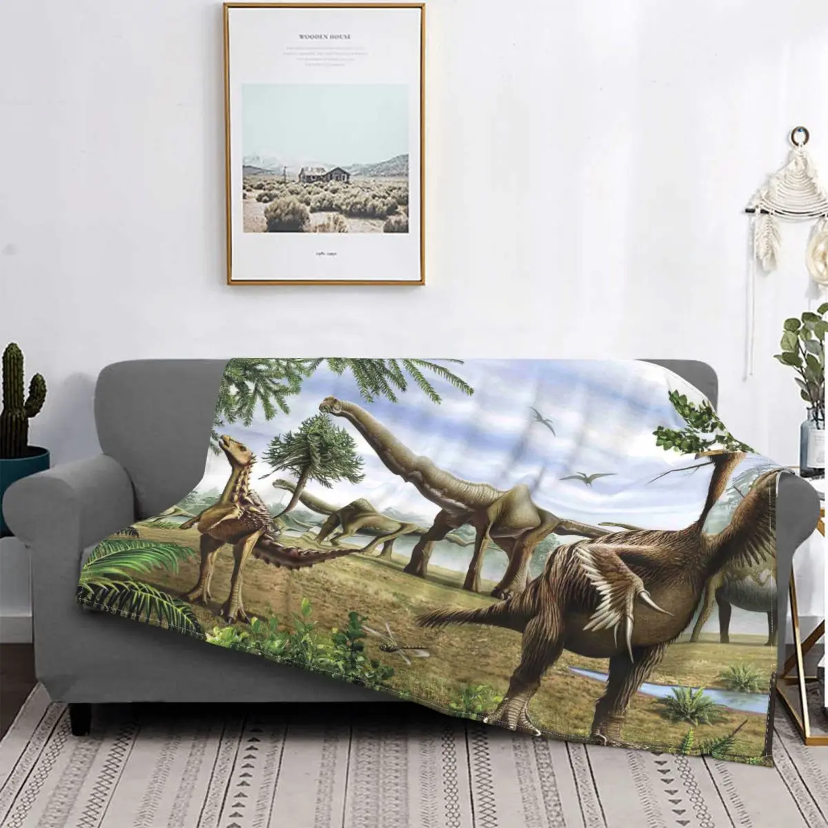 

Флисовое покрывало с изображением древнего динозавра, одеяло с изображением животных Брахиозавра для постельного белья, офисный супертепл...