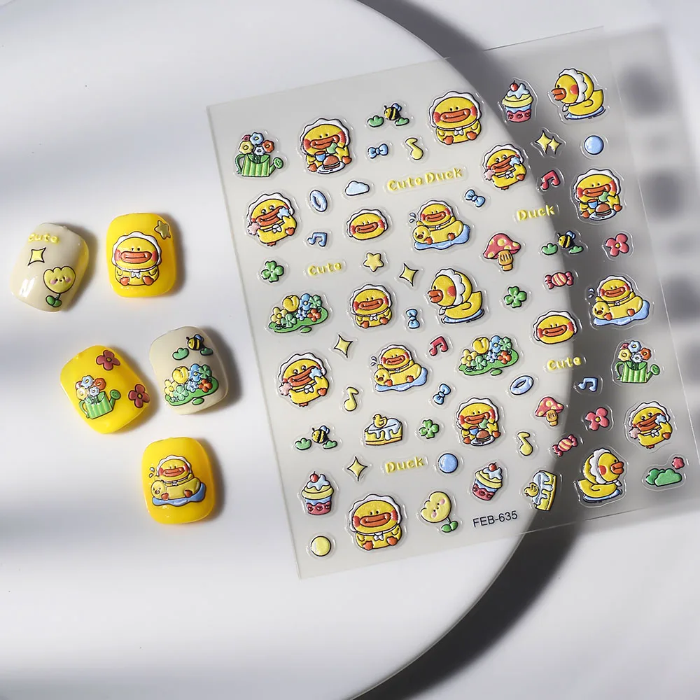 3d мультяшная утка наклейка для ногтей 5D милые животные детские наклейки дизайна