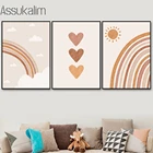 Радужные настенные плакаты, солнце, художественные принты, сердце, настенные картины, детская Картина на холсте, фотографии в стиле бохо, украшение детской комнаты