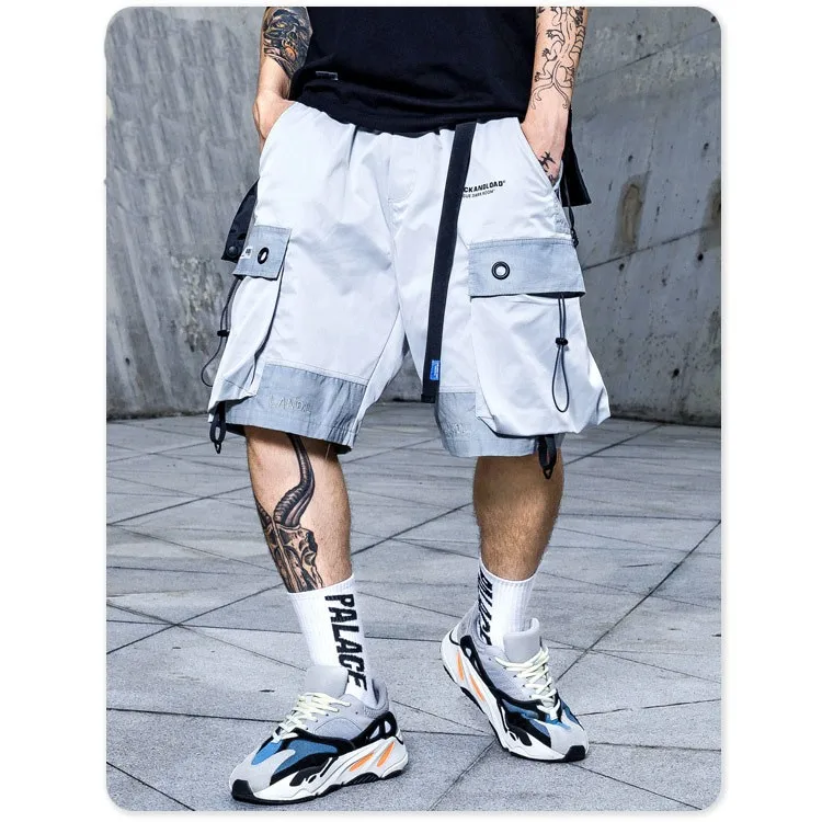 

Street Cargo Pants Embroidered Alphabet Work Clothes Shorts Five Point Daily Wear Large Pocket Sweatpants Men