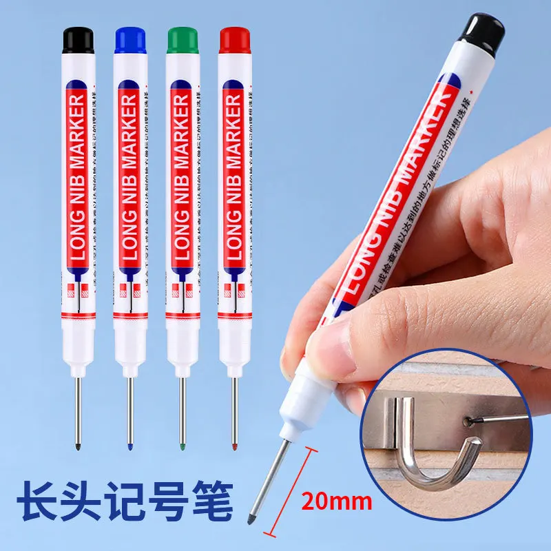 

10pcs Long Head Marking Pen Oily Hardware Woodworking Pen Bathroom Tile Marking Pen Black Deep Hole Marking Pen