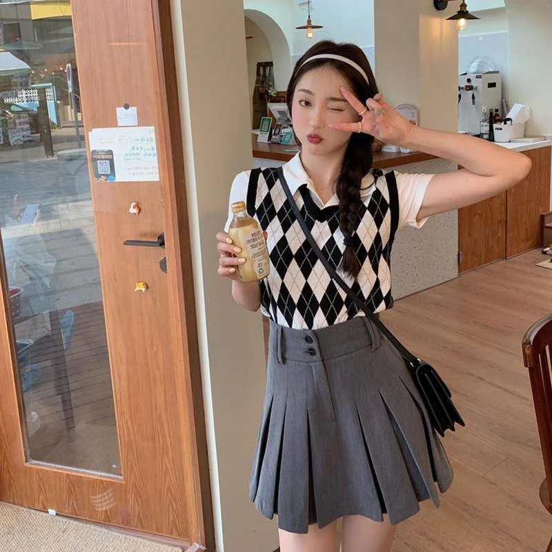 

Skirt children's grey pleated skirt women's 2022 spring new high waist autumn and winter thin short skirt temperament versatile