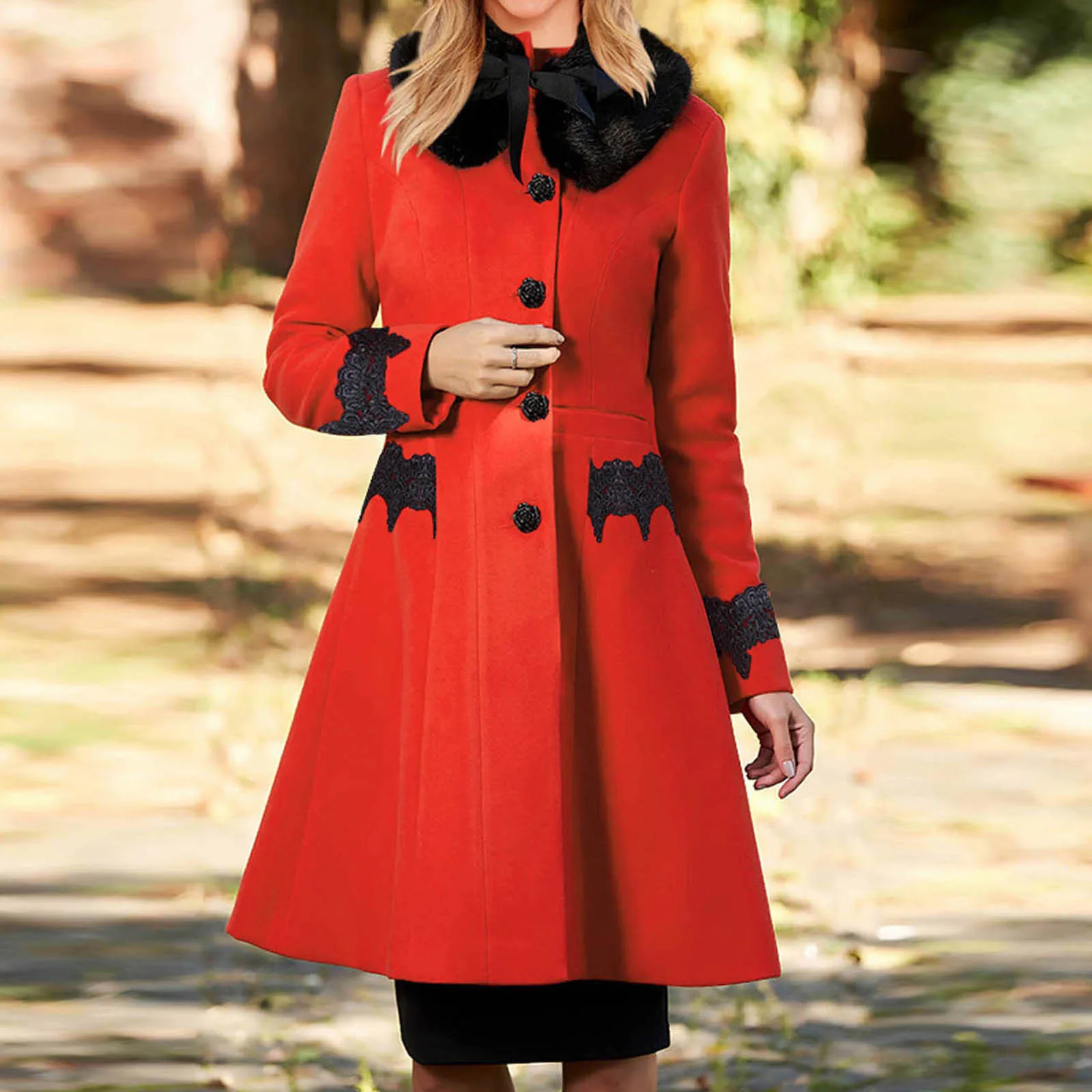 Зимнее шерстяное пальто женское тонкое с меховым воротником теплые хлопковые