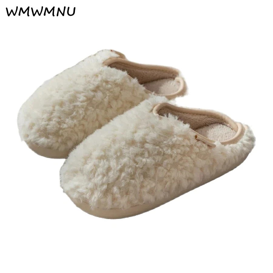 

Зимние пушистые домашние тапочки из искусственной овечьей шерсти женские теплые плюшевые сланцы Нескользящие шлепанцы домашняя обувь мягкие тапочки для спальни