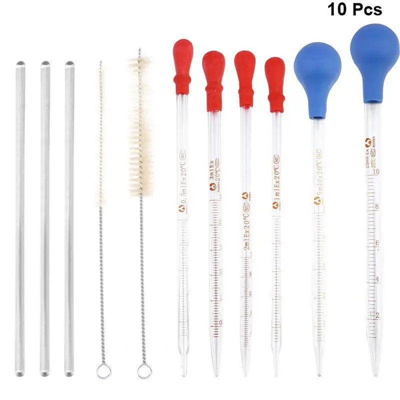

11PCS Rubber Head Glass Dropper Glass Pipette Lab Dropper Pipet With Scale Line (Assorted Color)