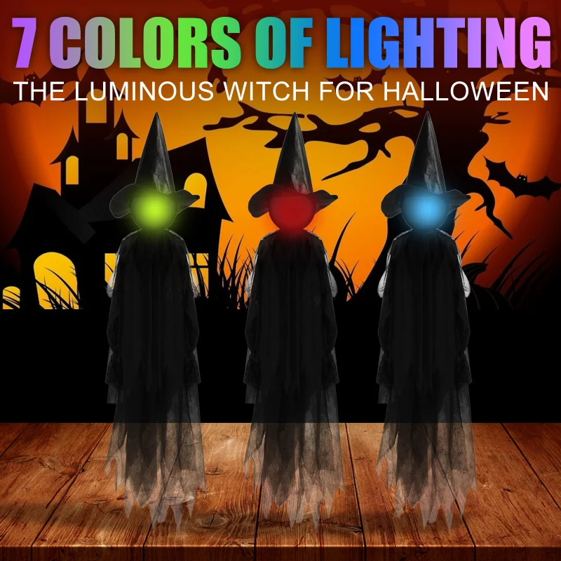 

170cm Halloween Outdoor Large Light Up Witches Decorations Holding Hands Screaming Witch Scary Ghost Props Decor Halloween Decor