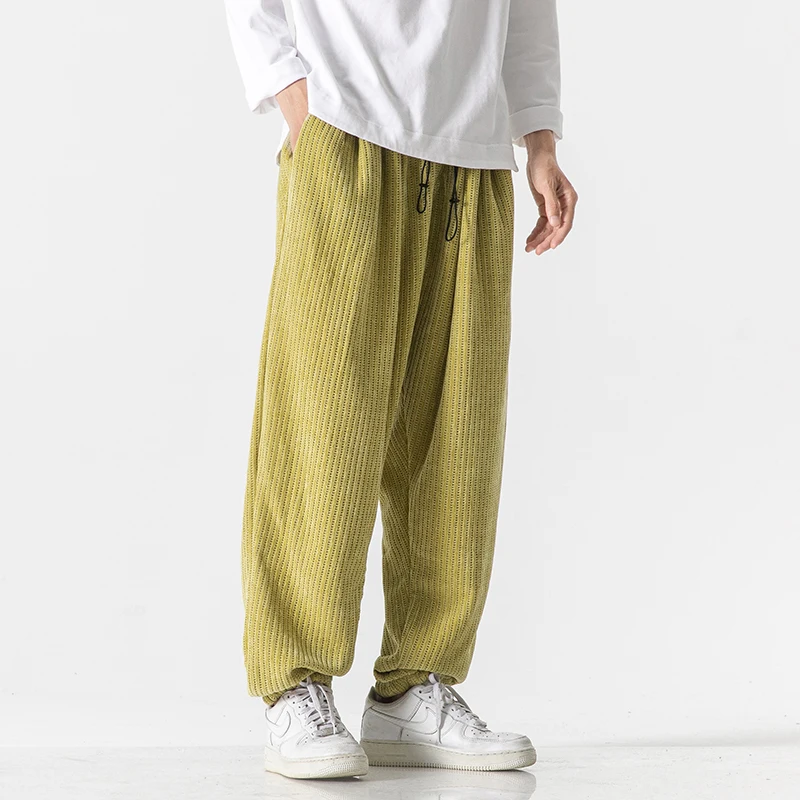 Autumn Winter Streetwear Men's Harem Pants High Quality Chenille Fabric Loose Warm Trousers Harajuku Vintage Men Sweatpants