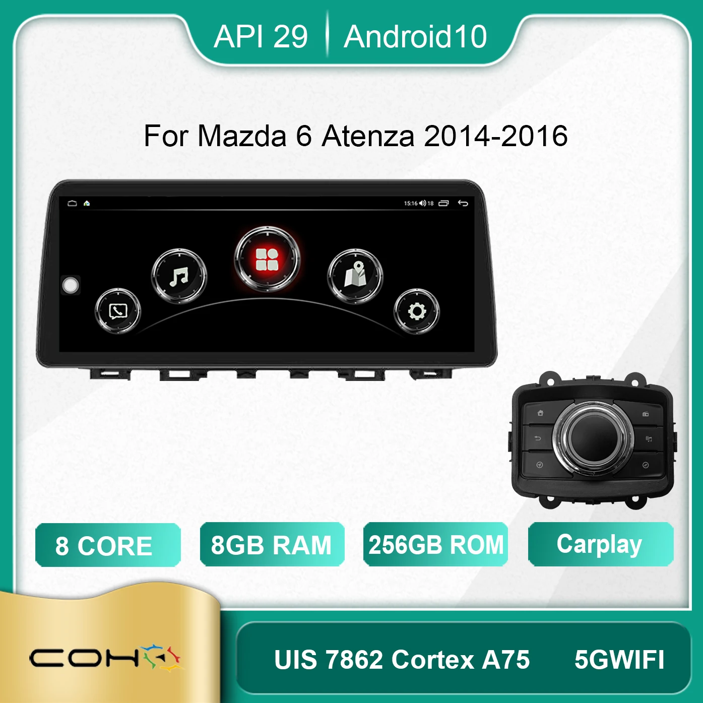 COHO для Mazda 6 Atenza 2014-2016 12 3 экран Android 10 Восьмиядерный 1920*720 дюймов автомобильная