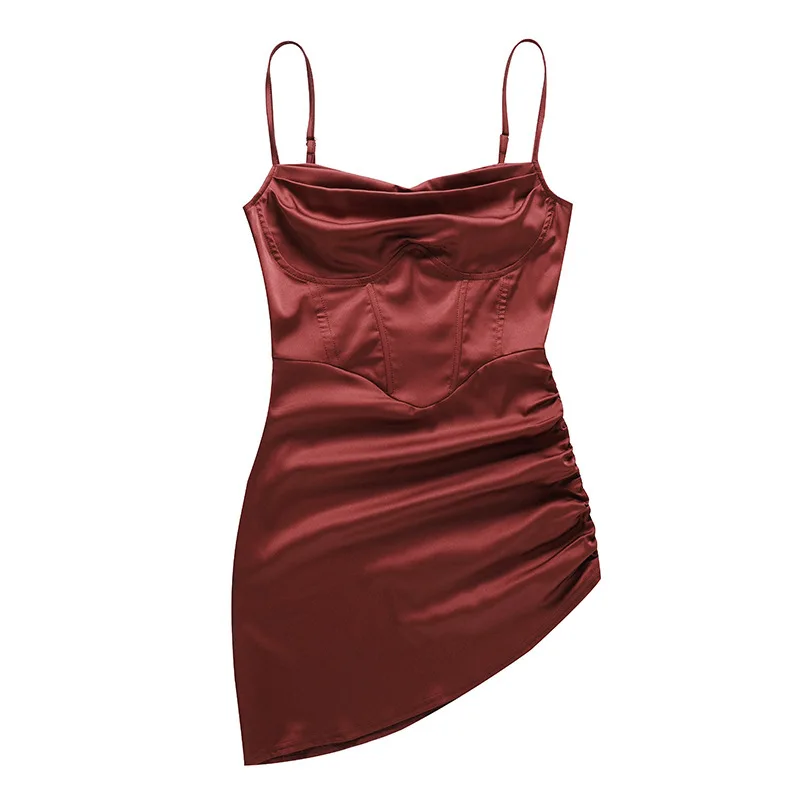 

Women Party Slit Mini Prom Party Sexy Brown Evening Dresses Split Style