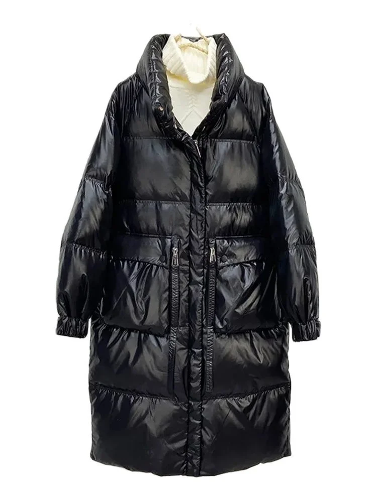 

Winter 90 White Duck Down Long Parker Down Jacket Loose Long Knee Down Jacket Women's Warm Thick Down Jacket Female C818