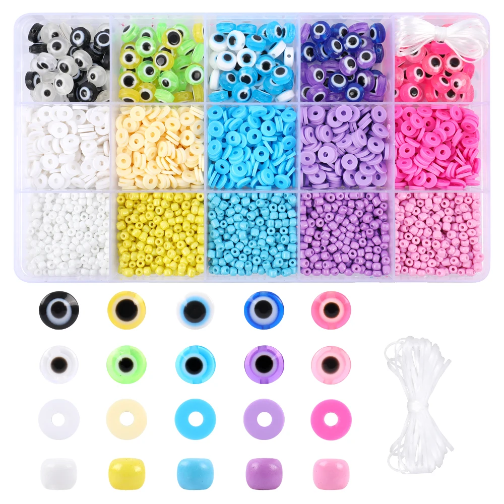 Makersland Набор браслетов из глиняных бусин комплект с дьявольским глазом для