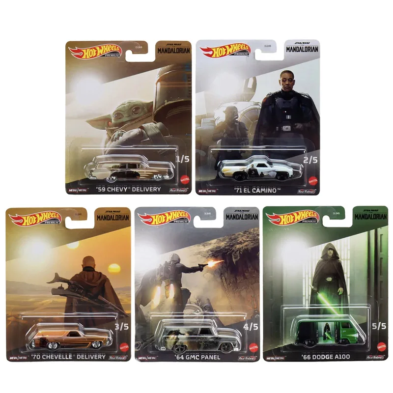 

2023 Hot Wheels DLB45 Star Wars Mandalorian Chevy Delivery EL Camino GMC Panel Dodge A100 set of 5 1:64 Diecast Model Car Toy