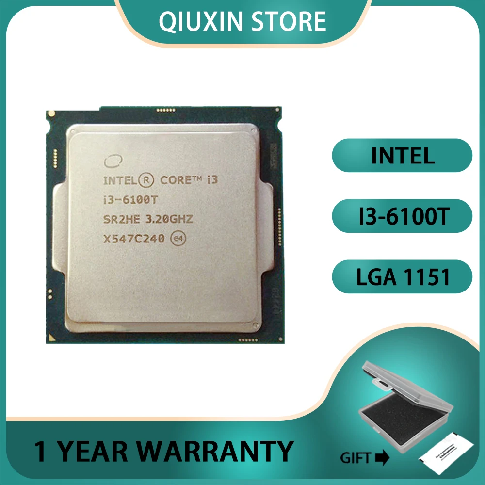 Intel Core i3-6100T i3 6100T Processor 3M 35W CPU 3.2 GHz Dual-Core Quad-Thread  LGA 1151